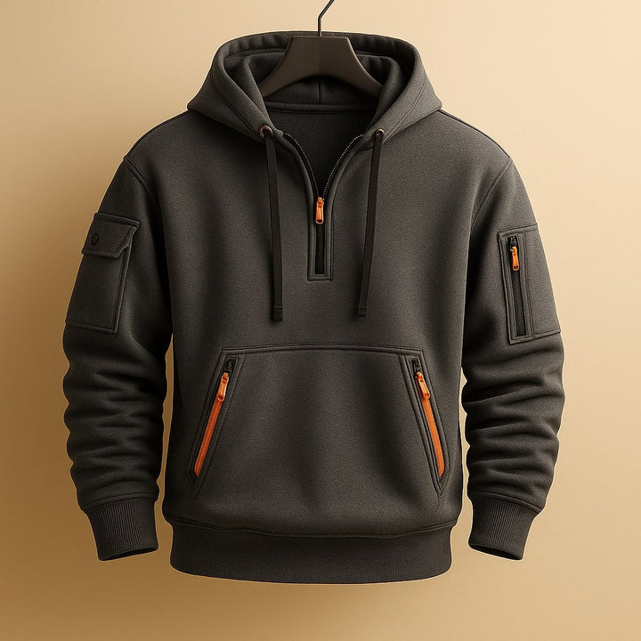 LAURENT MONACO | SWEAT À CAPUCHE EN MOLLETON À DEMI-ZIP POUR HOMME