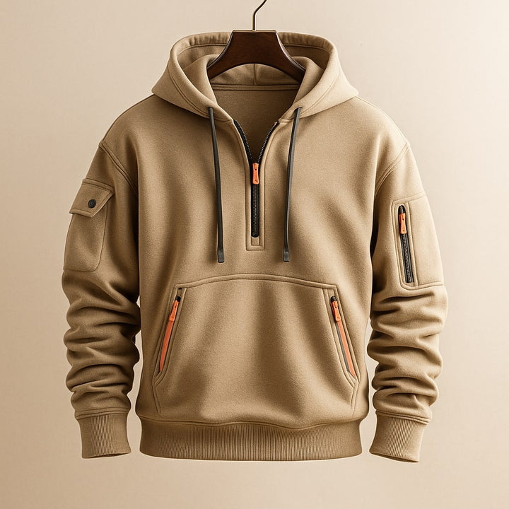 LAURENT MONACO | SWEAT À CAPUCHE EN MOLLETON À DEMI-ZIP POUR HOMME