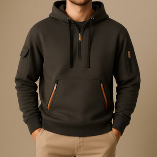 LAURENT MONACO | SWEAT À CAPUCHE EN MOLLETON À DEMI-ZIP POUR HOMME
