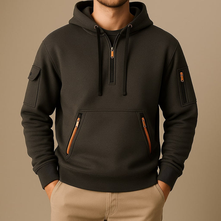 LAURENT MONACO | SWEAT À CAPUCHE EN MOLLETON À DEMI-ZIP POUR HOMME