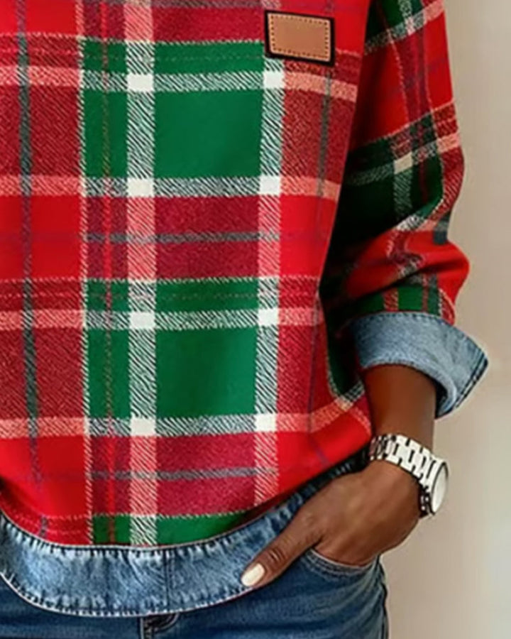 Élora | Chemise carreaux & denim