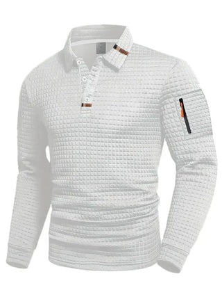 LAURENT MONACO | POLO À MANCHES LONGUES EN TISSU GAUFFRÉ POUR HOMMES