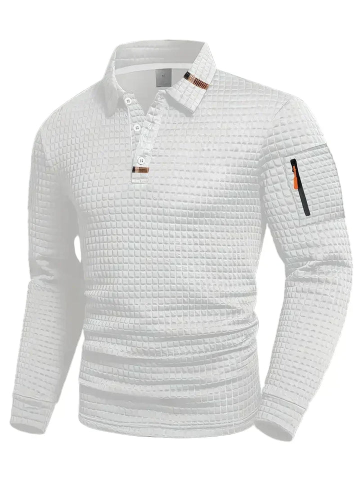 LAURENT MONACO | POLO À MANCHES LONGUES EN TISSU GAUFFRÉ POUR HOMMES