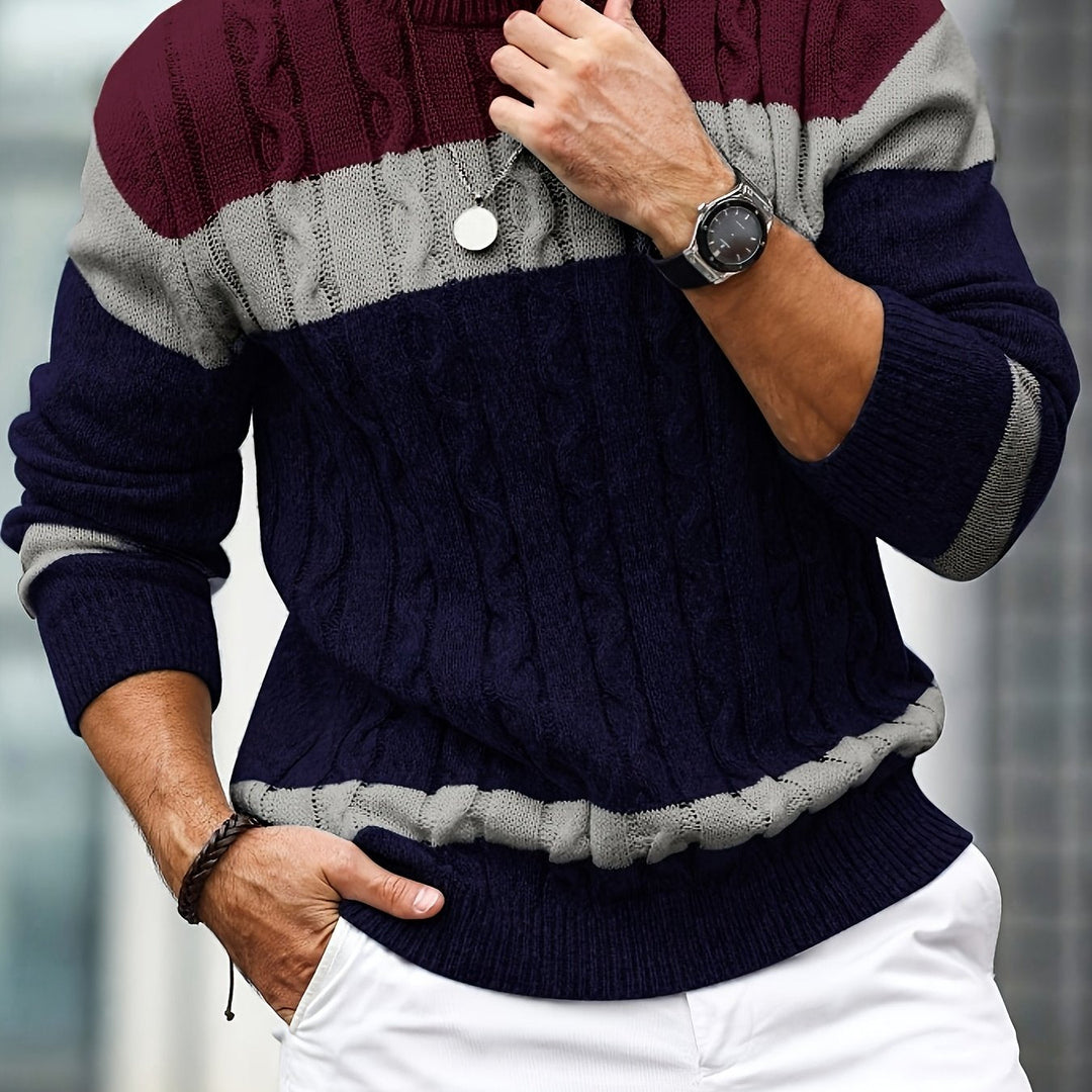 LAURENT MONACO | PULL EN MAILLE À BLOCS DE COULEURS POUR HOMMES