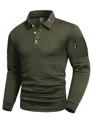 LAURENT MONACO | POLO À MANCHES LONGUES EN TISSU GAUFFRÉ POUR HOMMES