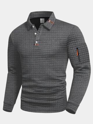 LAURENT MONACO | POLO À MANCHES LONGUES EN TISSU GAUFFRÉ POUR HOMMES