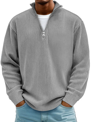 LAURENT MONACO | PULL CLASSIQUE EN MAILLE CÔTELÉE DEMI-ZIP POUR HOMME