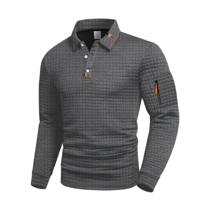 LAURENT MONACO | POLO À MANCHES LONGUES EN TISSU GAUFFRÉ POUR HOMMES
