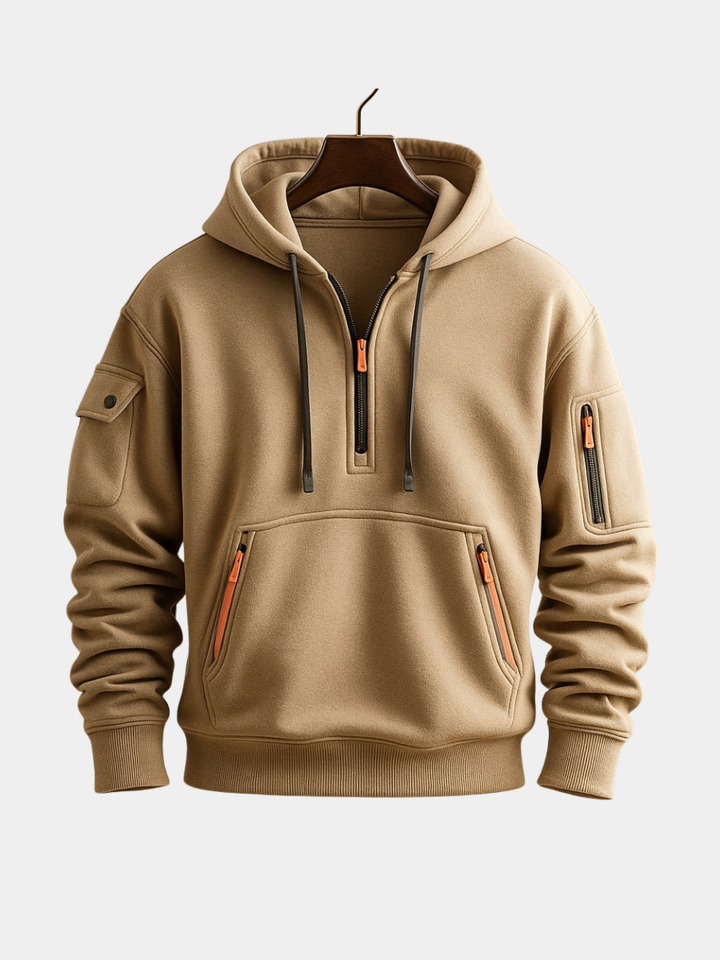 LAURENT MONACO | SWEAT À CAPUCHE EN MOLLETON À DEMI-ZIP POUR HOMME