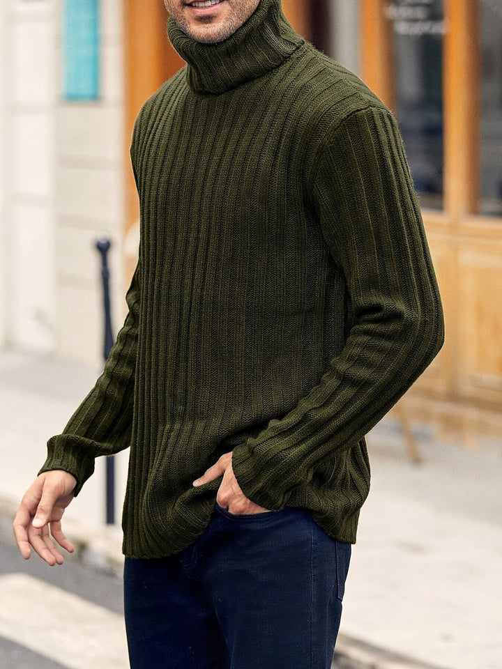 LAURENT MONACO | PULL À COL ROULEAU EN MAILLE COULISSÉE POUR HOMMES