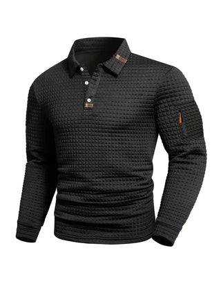 LAURENT MONACO | POLO À MANCHES LONGUES EN TISSU GAUFFRÉ POUR HOMMES