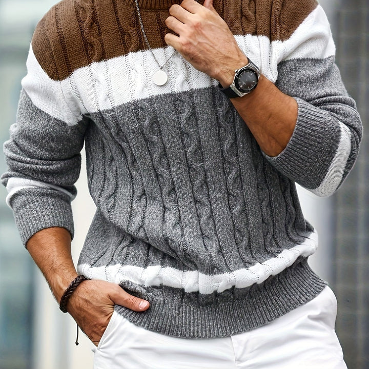 LAURENT MONACO | PULL EN MAILLE À BLOCS DE COULEURS POUR HOMMES
