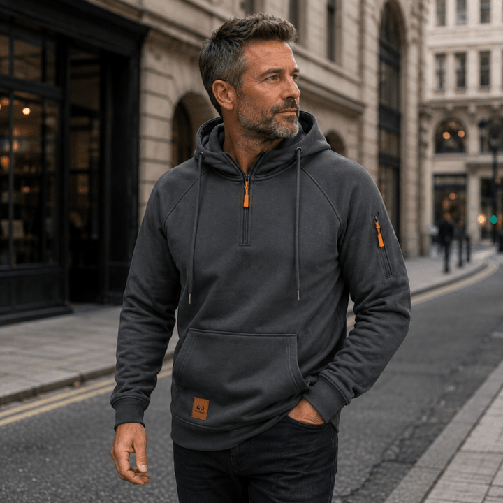 LAURENT MONACO | SWEAT À CAPUCHE AVEC DEMI-FERMETURE ÉCLAIR POUR HOMMES