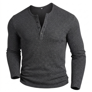 LAURENT MONACO | CHEMISE EN MAILLE À COL BOUTONNÉ POUR HOMMES