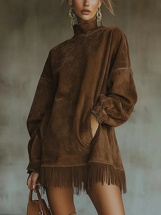 Soleya | Pull oversize à franges bohème